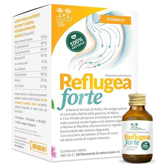 Salugea Reflugea Forte integratore 18 Flaconcini Da 10 Ml Salugea Reflugea Forte integratore 18 Flaconcini Da 10 Ml