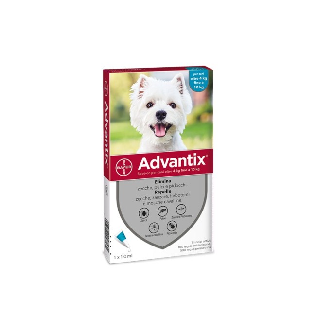 Advantix spot on 1 pipetta 1 ml cani da 4 a 10 kg Advantix spot on 1 pipetta 1 ml cani da 4 a 10 kg
