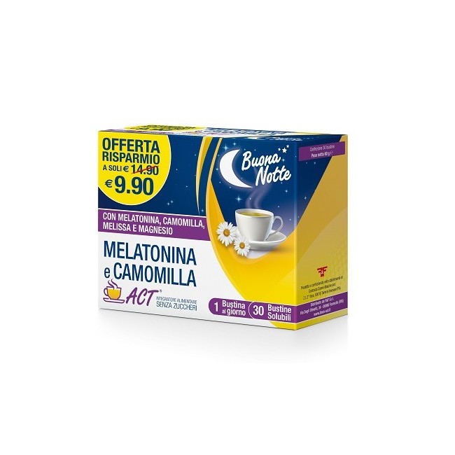 F&f Melatonina Act+camomilla integratore 30 Bustine F&f Melatonina Act+camomilla integratore 30 Bustine