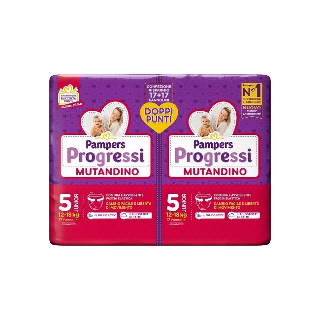 Fater Pampers Progressi Mutandino Junior Pacco Doppio 34 Pezzi