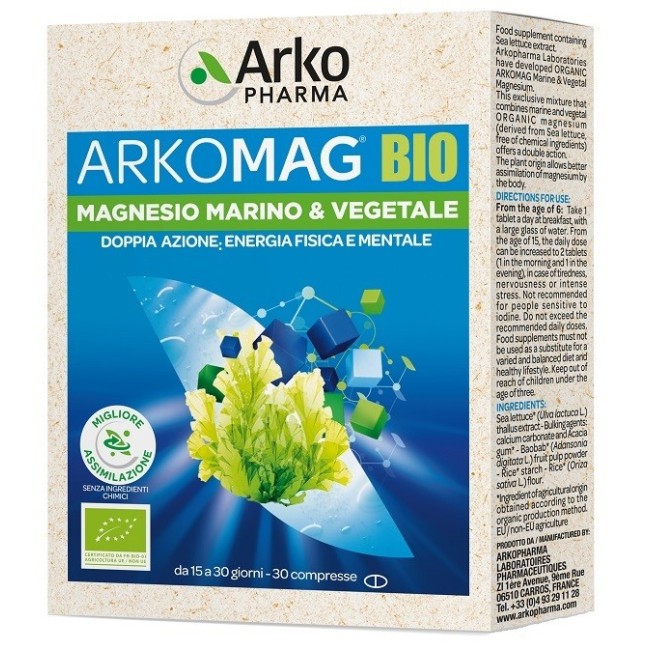 Arkofarm Arkomag Bio Magnesio Marino & Vegetale 30 Compresse Arkofarm Arkomag Bio Magnesio Marino & Vegetale 30 Compresse