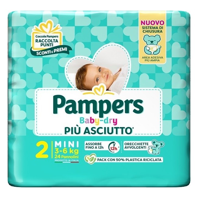 Fater Pampers Baby Dry Pannolino Downcount Mini 24 Pezzi