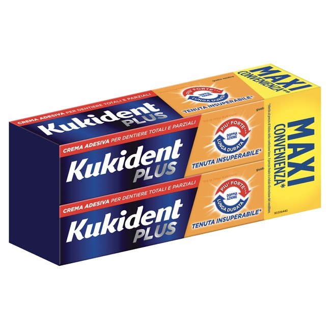 Kukident Plus Doppia Azione Tenuta Insuperabile Crema 2x65 G Kukident Plus Doppia Azione Tenuta Insuperabile Crema 2x65 G