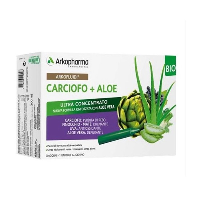 Arkofarm Arkofluidi Carciofo+aloe Vera 20 Flaconcini 200 G Arkofarm Arkofluidi Carciofo+aloe Vera 20 Flaconcini 200 G