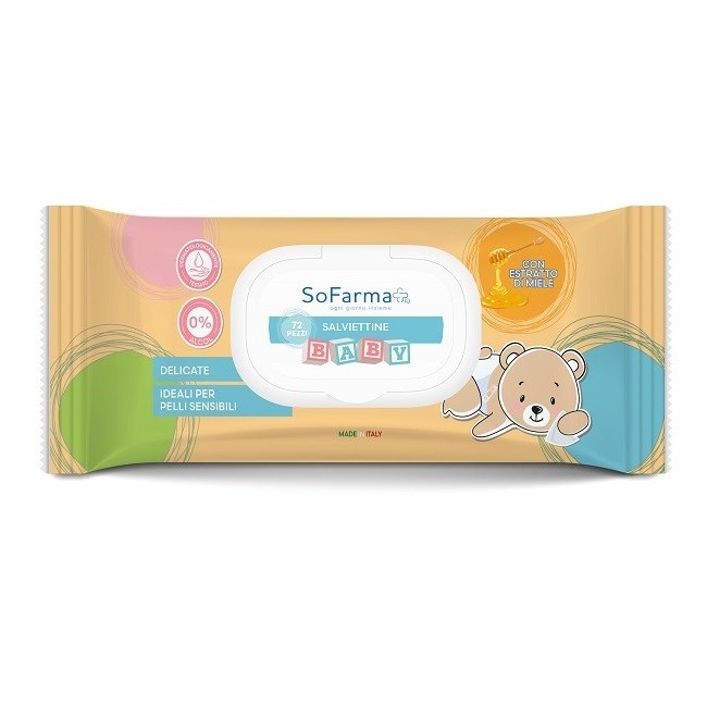 Sofarmapiu' Salviettine Baby Miele 72 Pezzi