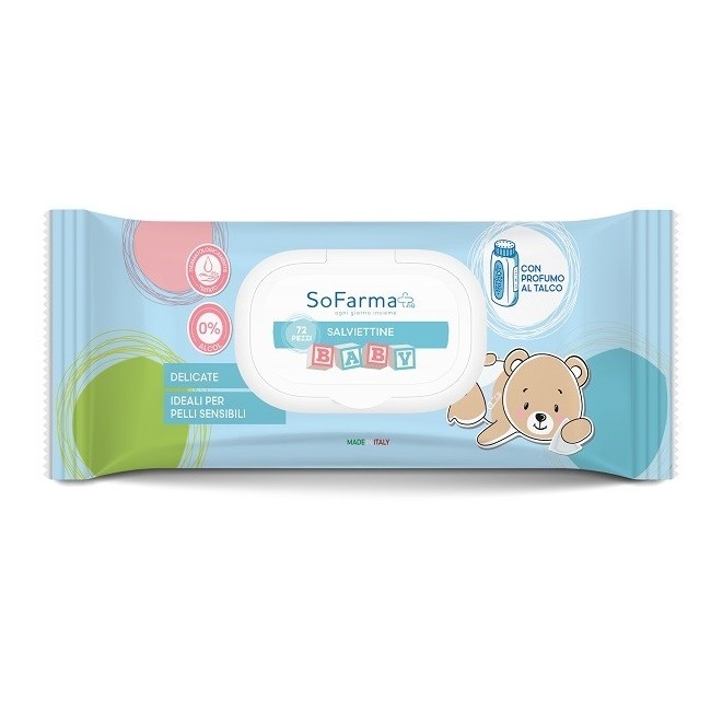 So. Farma. Morra Sofarmapiu' Salviettine Baby Talco 72 Pezzi