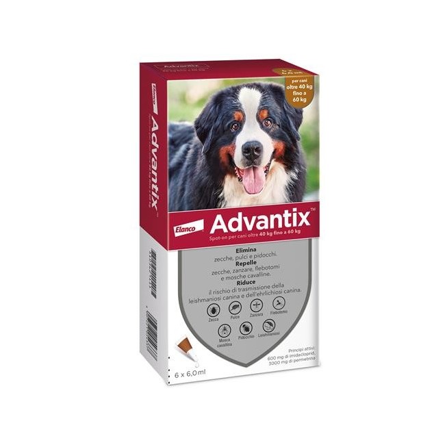 Advantix spot on 6 pipette per cani da 40 a 60 kg