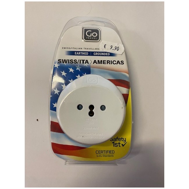 Go travel Adattatore Svizzera Italia a Americhe Go travel Adattatore Svizzera Italia a Americhe