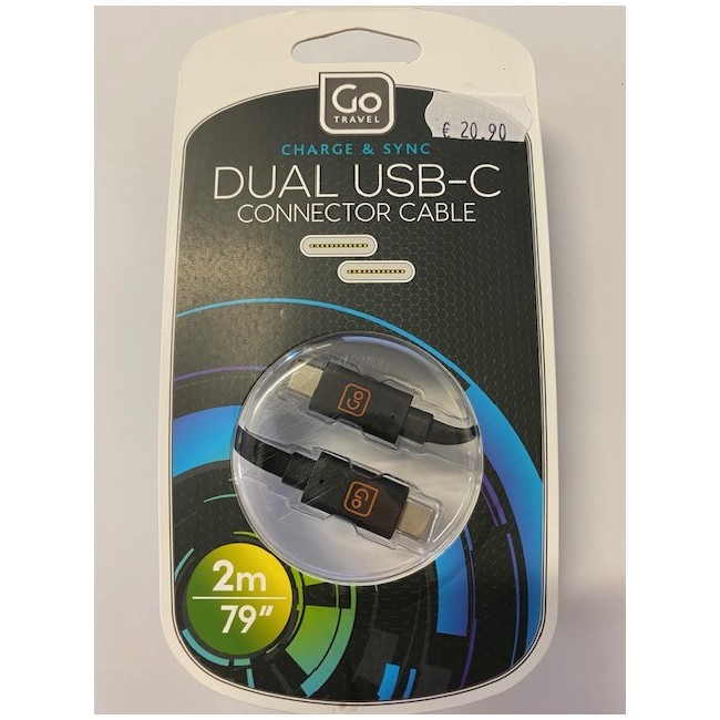 Go travel 2M Dual USB-C Cable doppia connessione USB Go travel 2M Dual USB-C Cable doppia connessione USB