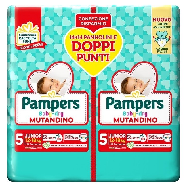 Pampers Baby Dry Pannolino Mutandina Junior Duo Downcount Pampers Baby Dry Pannolino Mutandina Junior Duo Downcount