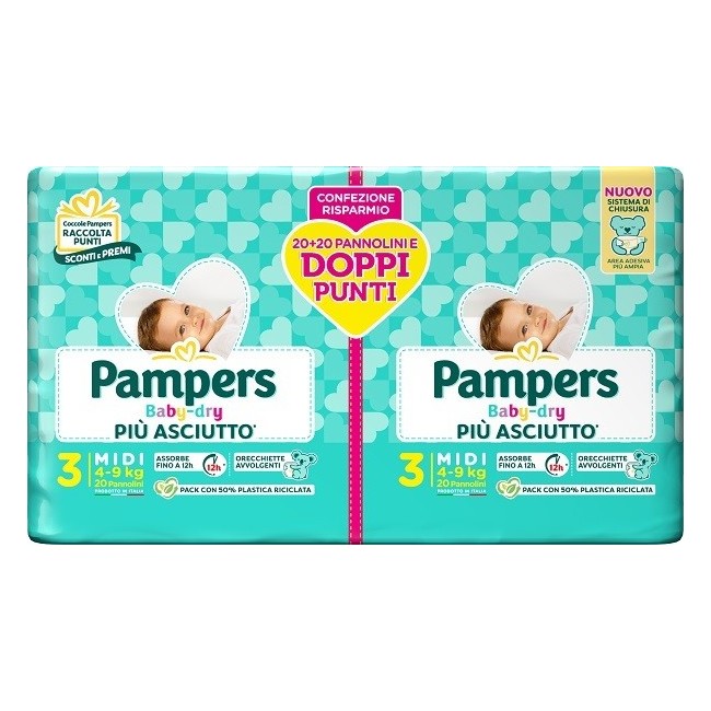 Pampers Baby Dry Pannolino Duo Downcount Midi Pampers Baby Dry Pannolino Duo Downcount Midi
