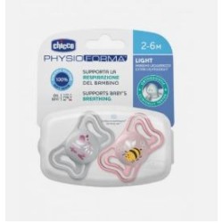 Chicco succhietto light rosa silicone 2-6m 2 pezzi