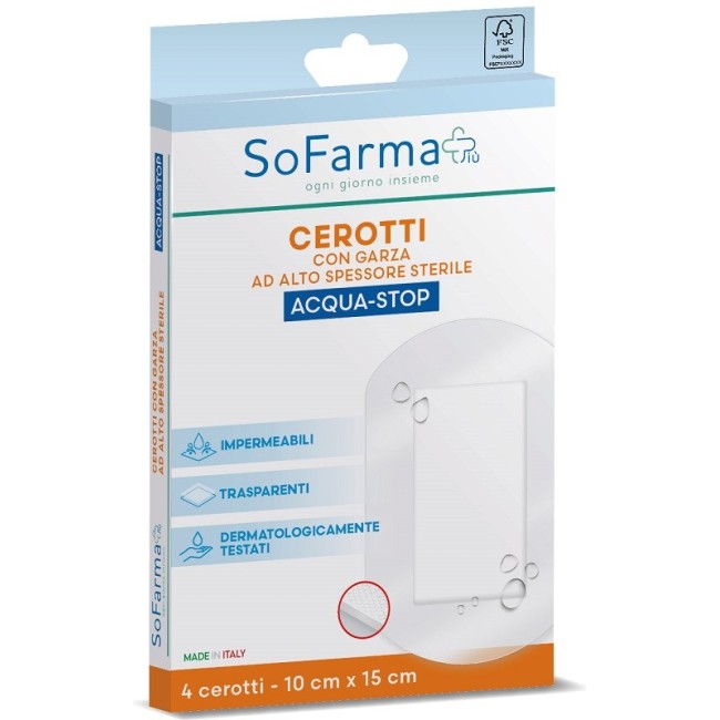 So. Farma. Morra Cerotto Acquastop Sofarmapiu' 10x15 Cm 4 Pezzi So. Farma. Morra Cerotto Acquastop Sofarmapiu' 10x15 Cm 4 Pezzi
