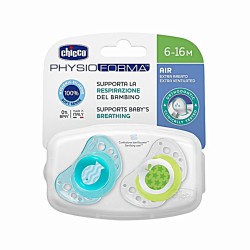 Chicco Succhietto Physio Air In Silicone Blu 6-12m 2 Pezzi