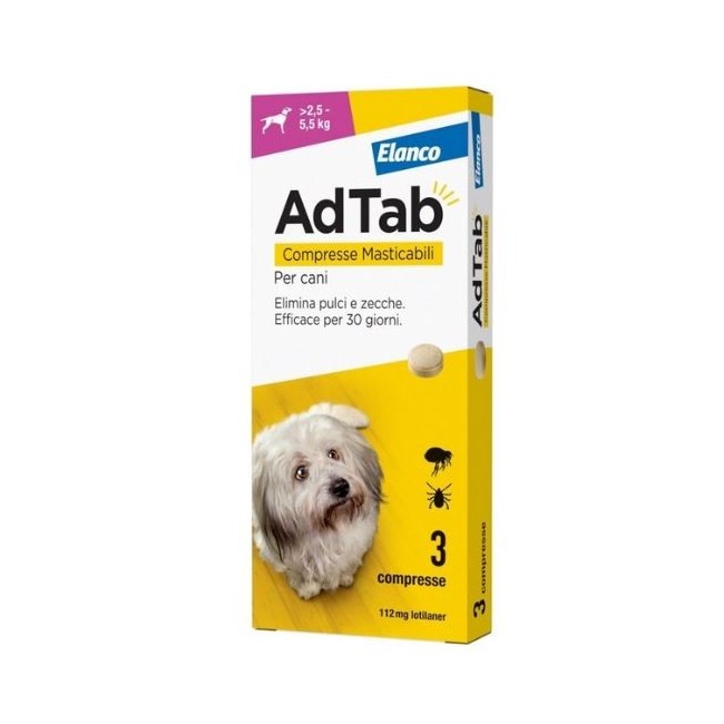 Adtab 3 compresse 112 mg cani da 2,5 a 5,5 kg Adtab 3 compresse 112 mg cani da 2,5 a 5,5 kg