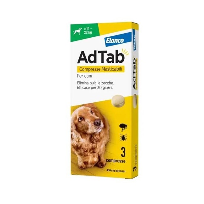 Adtab 3 compresse 450 mg per cani da 11 a 22 kg Adtab 3 compresse 450 mg per cani da 11 a 22 kg