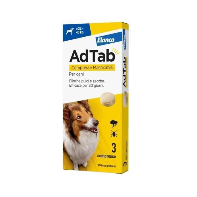 Adtab 3 compresse 900 mg per cani da 22 a 45 kg Adtab 3 compresse 900 mg per cani da 22 a 45 kg