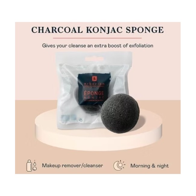 Erborian Charcoal Konjac Face Sponge spugna da bagno al carbone vegetale Erborian Charcoal Konjac Face Sponge spugna da bagno al carbone vegetale