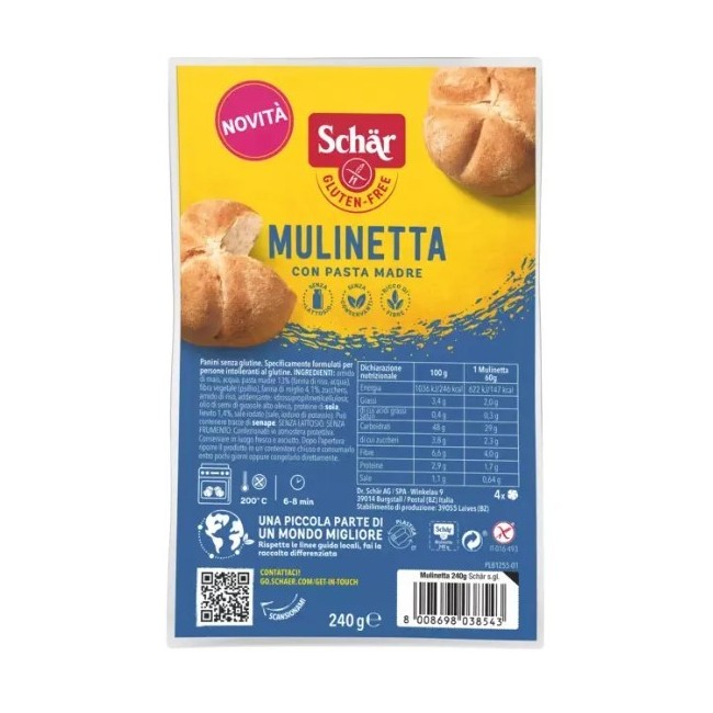 Dr. Schar Schar Mulinetta 4 Pezzi Da 60 G Dr. Schar Schar Mulinetta 4 Pezzi Da 60 G