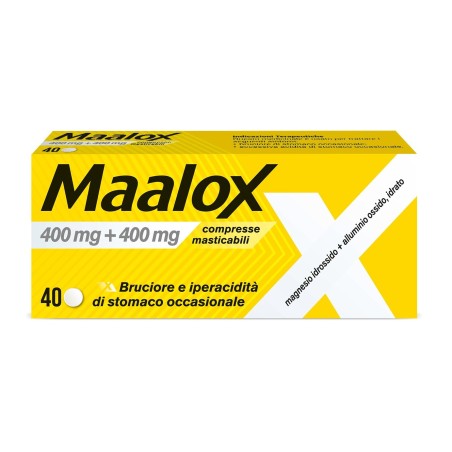 Maalox 40 Compresse Masticabili 400mg+400mg Maalox 40 Compresse Masticabili 400mg+400mg