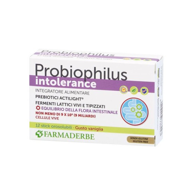 Farmaderbe Probiophilus Intollerance 12 Bustine 24 Grammi
