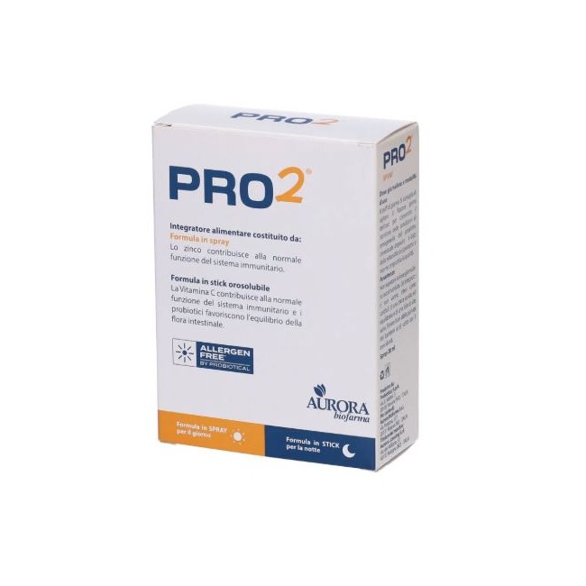 Aurora Biofarma Pro2 integratore Spray 20 Ml + 14 Stick Aurora Biofarma Pro2 integratore Spray 20 Ml + 14 Stick