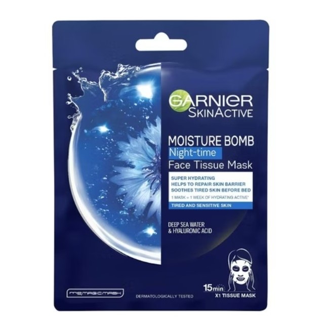 Garnier Skin Maschera viso super idratante notte in tessuto 1 pezzo