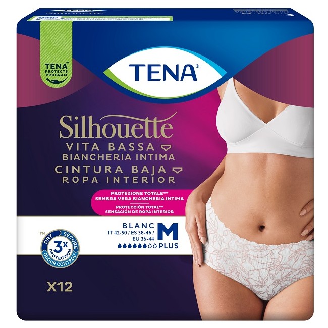 Essity Tena Silhouette Plus White Medium Mutandina Assorbente 12 Pezzi