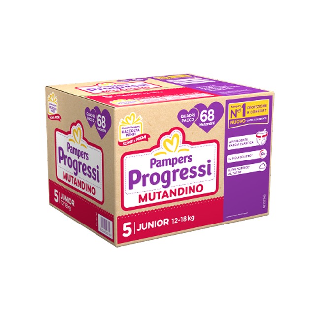 Pampers Progressi Mutandina Quadri Junior 68 Pezzi