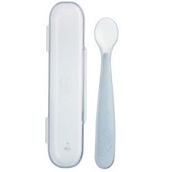 Chicco Cucchiaio Silicone Con Case Grigio