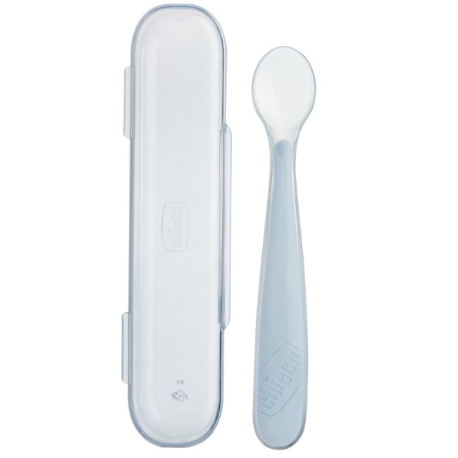 Chicco Cucchiaio Silicone Con Case Grigio Chicco Cucchiaio Silicone Con Case Grigio