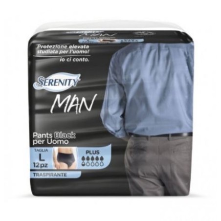 Pannolino Serenity Man Pants Black Taglia Large 12 Pezzi