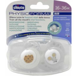 Chicco Succhietti Air Grigio Lumi Silicone 16-36 Mesi