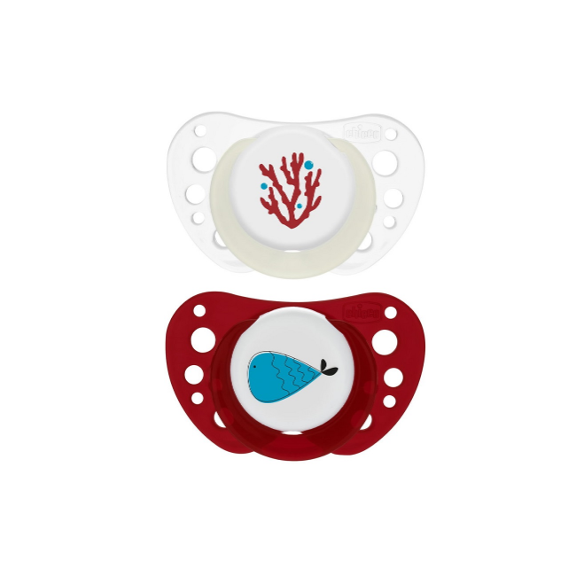 Chicco Succhietti Air Rosso Lumi Silicone 16-36 Mesi