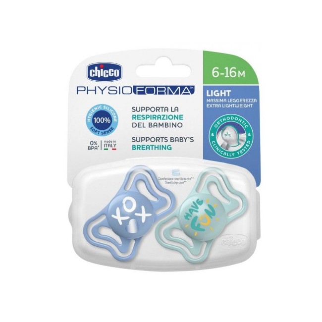 Chicco succhietto light azzurro silicone 6-16m confezione 2 pezzi