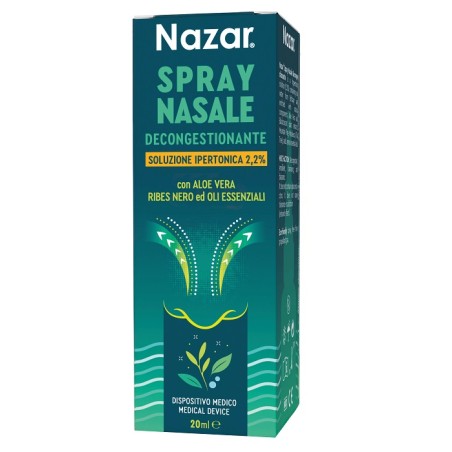 Nazar Spray Nasale Decongestionante Soluzione Ipertonica 2,2% 20Ml Nazar Spray Nasale Decongestionante Soluzione Ipertonica 2,2% 20Ml