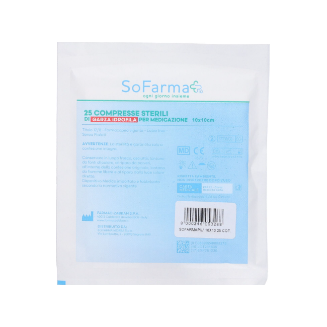 Garza In Cotone Sofarmapiu' 10x10 Cm 25 Pezzi