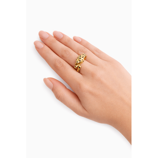 Anello corpo Pantera Acciaio INOX Colore oro