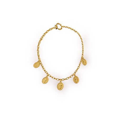 Collana con Croci pendenti Acciao INOX dorata