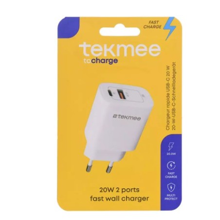 Tekmee Caricatore da muro USB-A + USB-C