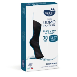 Sauber Calza Uomo Fantasia 70 Righe Micro Blu Tg.S-M