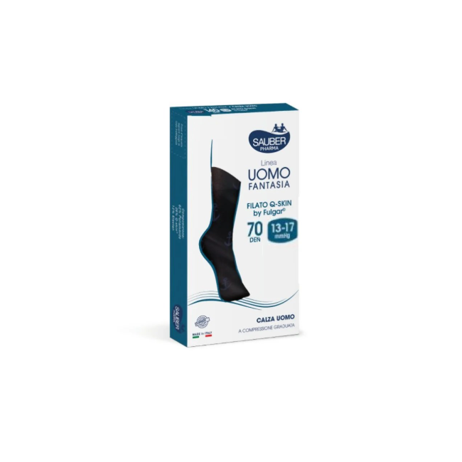 Sauber Calza Uomo Fantasia 70 Righe Micro Blu Tg.S-M Sauber Calza Uomo Fantasia 70 Righe Micro Blu Tg.S-M