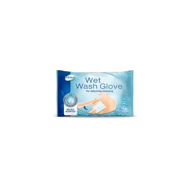Tena Wet Wash Glove 8 Pezzi