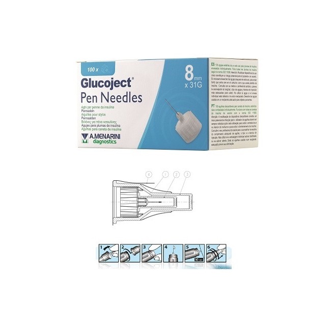 Glucoject Ago Per Penna Da Insulina 8mm G31 Glucoject Ago Per Penna Da Insulina 8mm G31