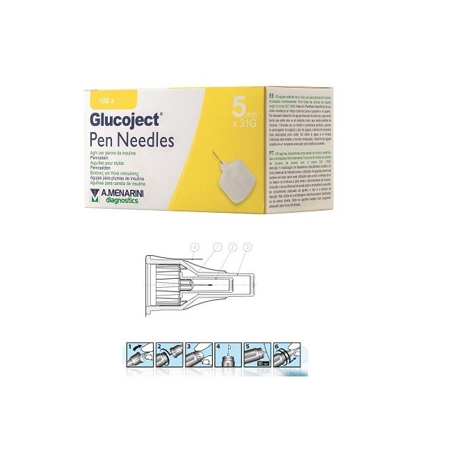 Glucoject Pen Needles Ago Per Penna Da Insulina 5mm G31 Glucoject Pen Needles Ago Per Penna Da Insulina 5mm G31