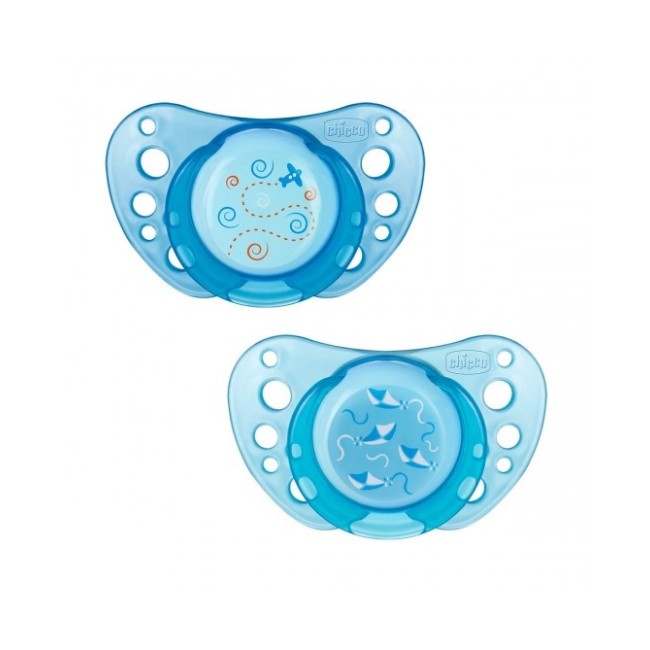 Chicco Succhietto Physio Air Silicone Blu 12+ 2 Pezzi
