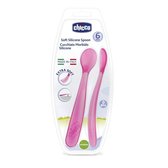 Chicco Cucchiaio In Silicone Rosa 6 Mesi+ Chicco Cucchiaio In Silicone Rosa 6 Mesi+