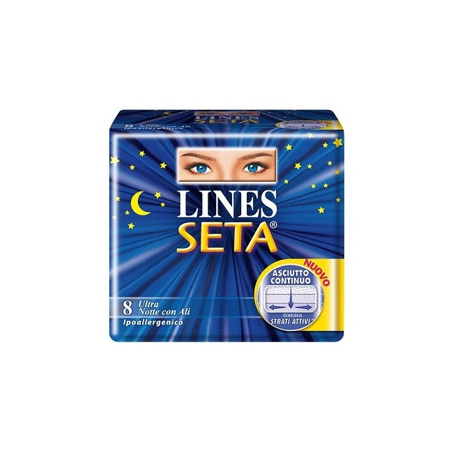 Lines Seta Ultra Notte Assorbenti 8 Pezzi