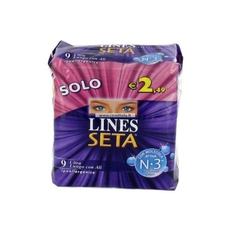 Lines Seta Ultra Lungo 9 Pezzi Assorbenti Lines Seta Ultra Lungo 9 Pezzi Assorbenti