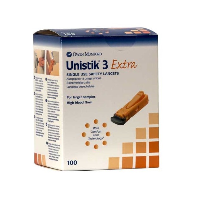 Unistik 3 Extra 100 Lancette Unistik 3 Extra 100 Lancette